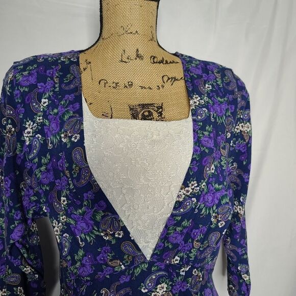 Vintage 90s Dark Moody Floral Boho Dress - Picture 4 of 14